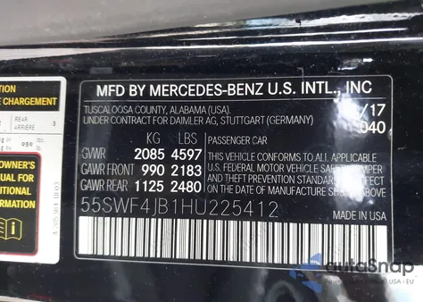 2017 Mercedes-Benz C 300 Luxury/Sport из США, поврежденный, VIN 55SWF4JB1HU225412